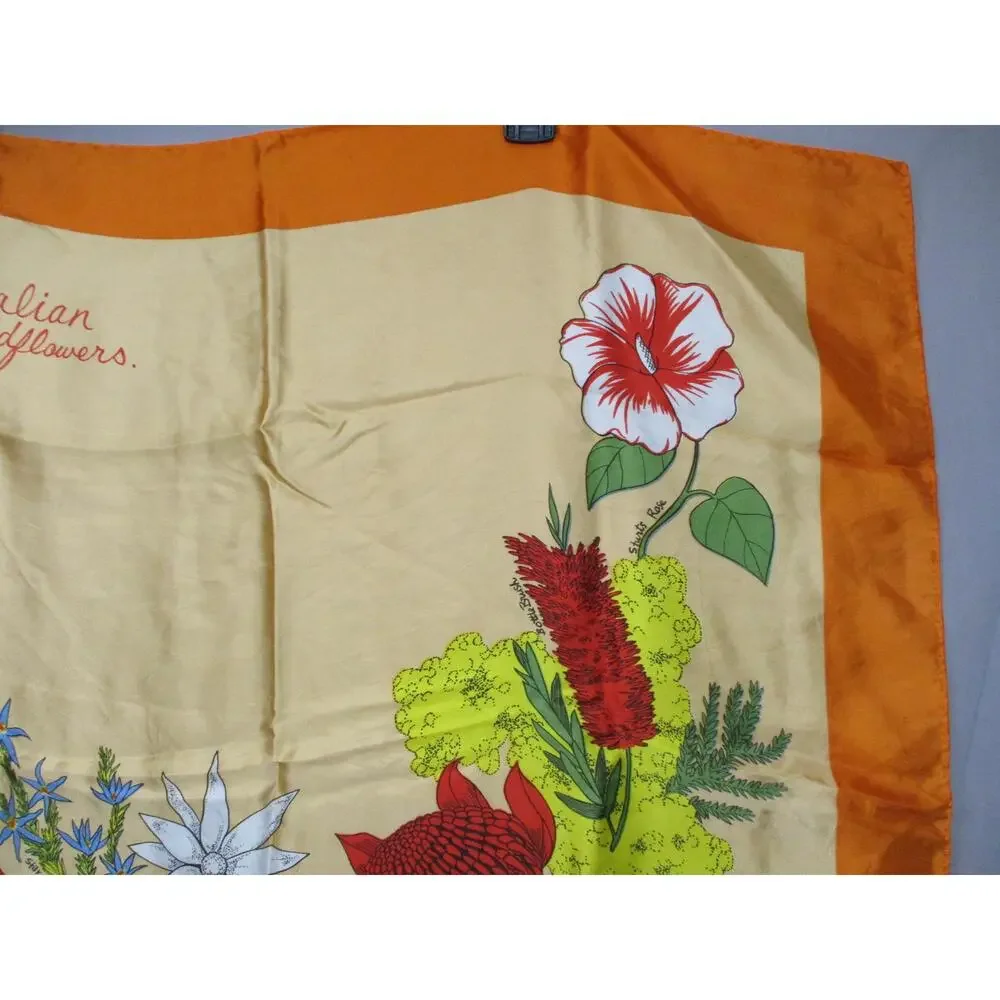 Floral Print‎ Orange Border Square Scarf Size 1